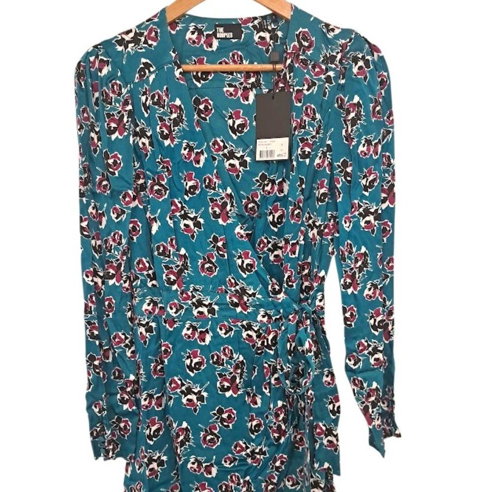 The Kooples Rock Roses Floral Printed Wrap Dress NWT French Size 1 (small)